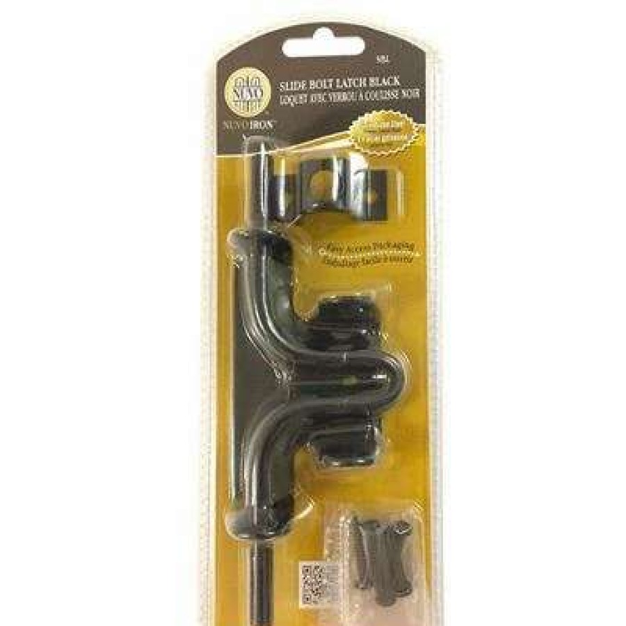 Builders Hardware * | Nuvo Iron Sbl Black Metal Wooden Fence And Gate Slide Bolt Latch