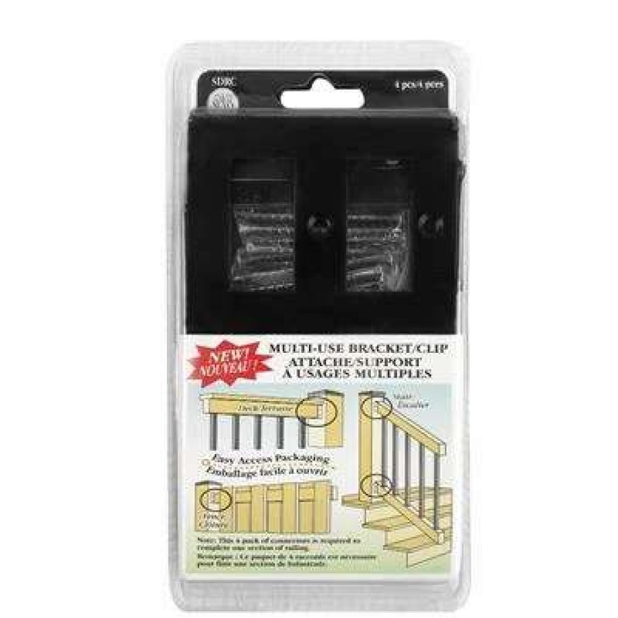 Builders Hardware * | Nuvo Iron Sdrc Black Metal Stair/Deck/Fence Multi-Use Rail Connector Bracket Kit (4-Pack)