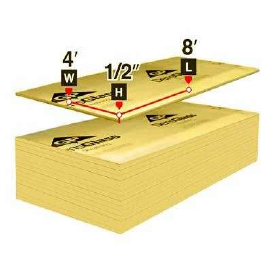 Drywall * | Densglass Gold 1/2 In. X 4 Ft. X 8 Ft. Type X Exterior Wall Sheathing