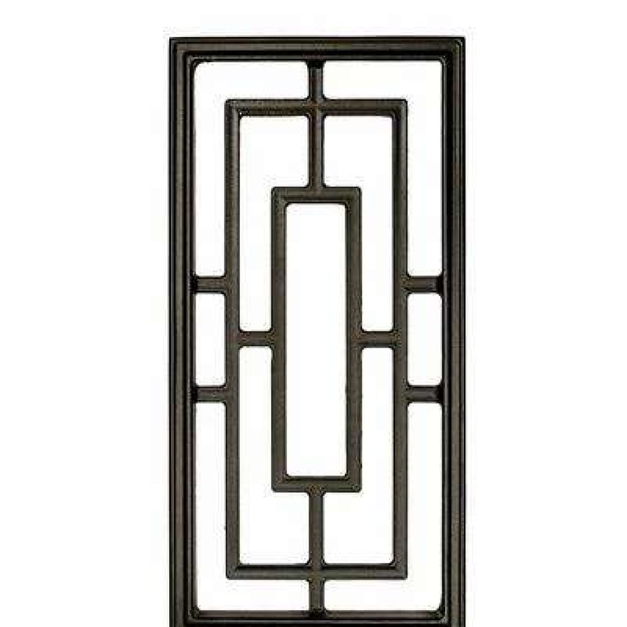 Builders Hardware * | Nuvo Iron Acw57 17-1/4 In. X 8-5/8 In. Decorative Rectangle Black Cast Aluminum Wooden Fence And Gate Insert