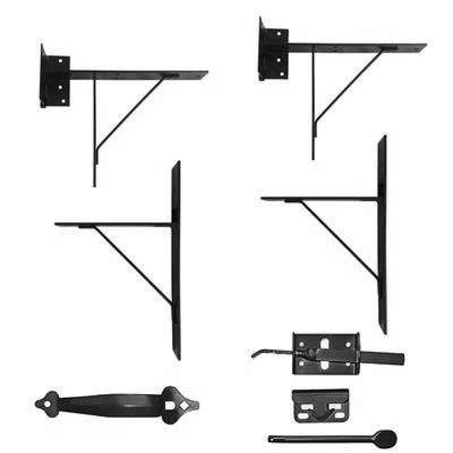 Builders Hardware * | Nuvo Iron Hgcbhk01 Heavy-Duty Black Metal Wooden Gates And Doors Corner Frame Brace Kit