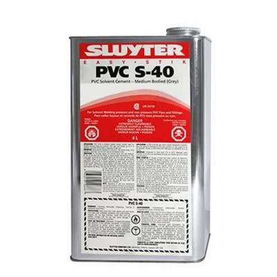 Glues & Epoxy * | Sluyter 10666 4-Litre Grey Pvc S-40 Solvent Medium Bodied Cement Glue Can