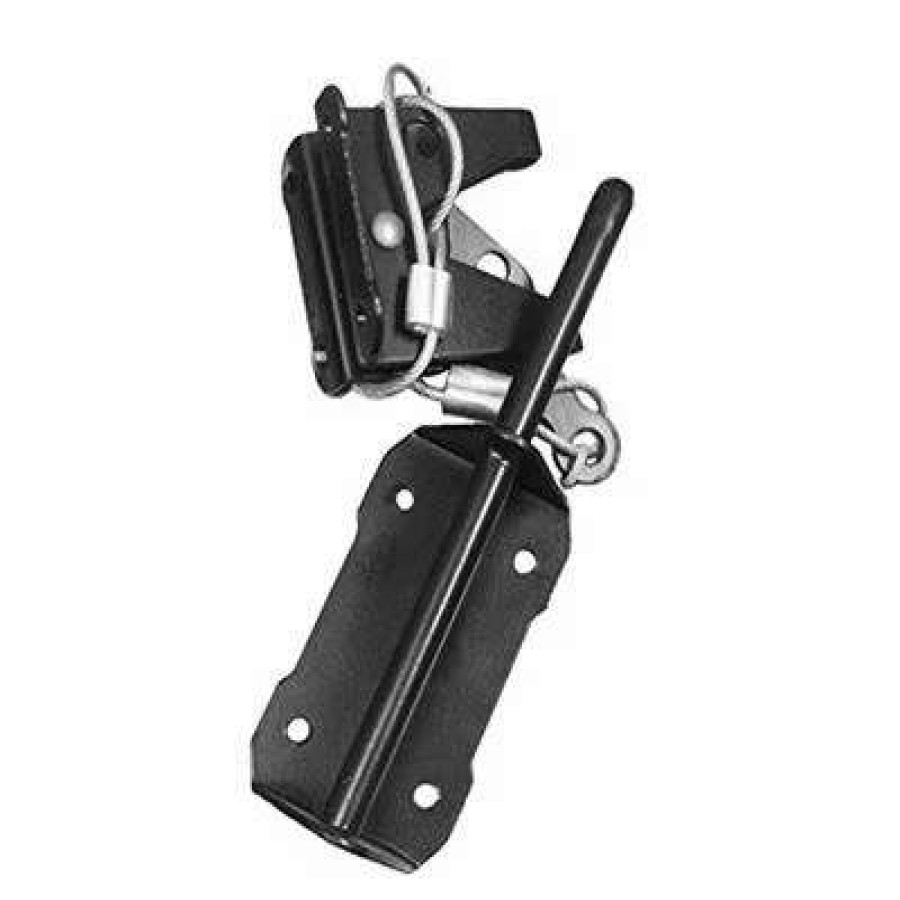 Builders Hardware * | Nuvo Iron Glwhd Heavy-Duty Black Metal Wooden Gate Latch With Cable And Ring